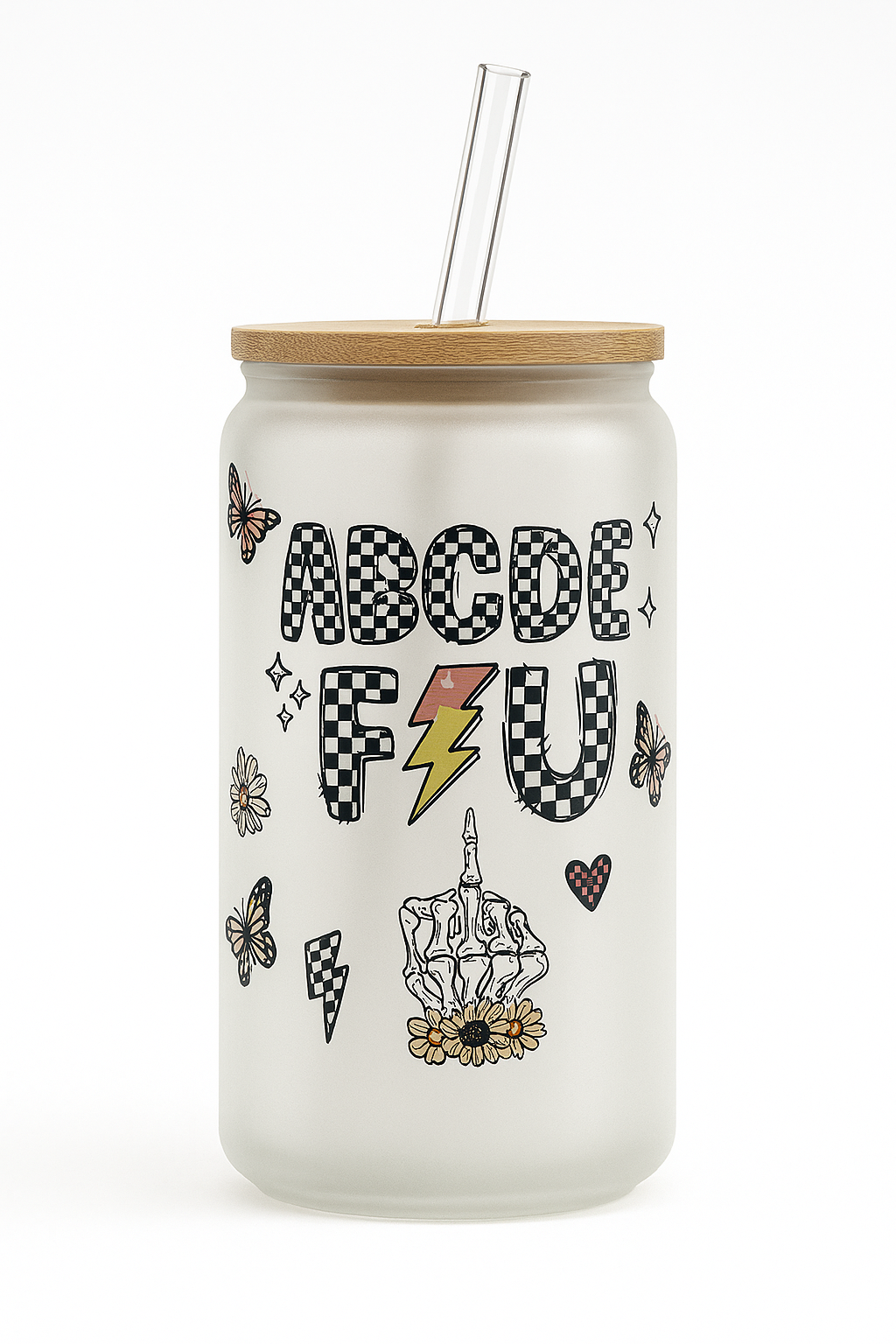16OZ GLASS CAN ABCDE FU