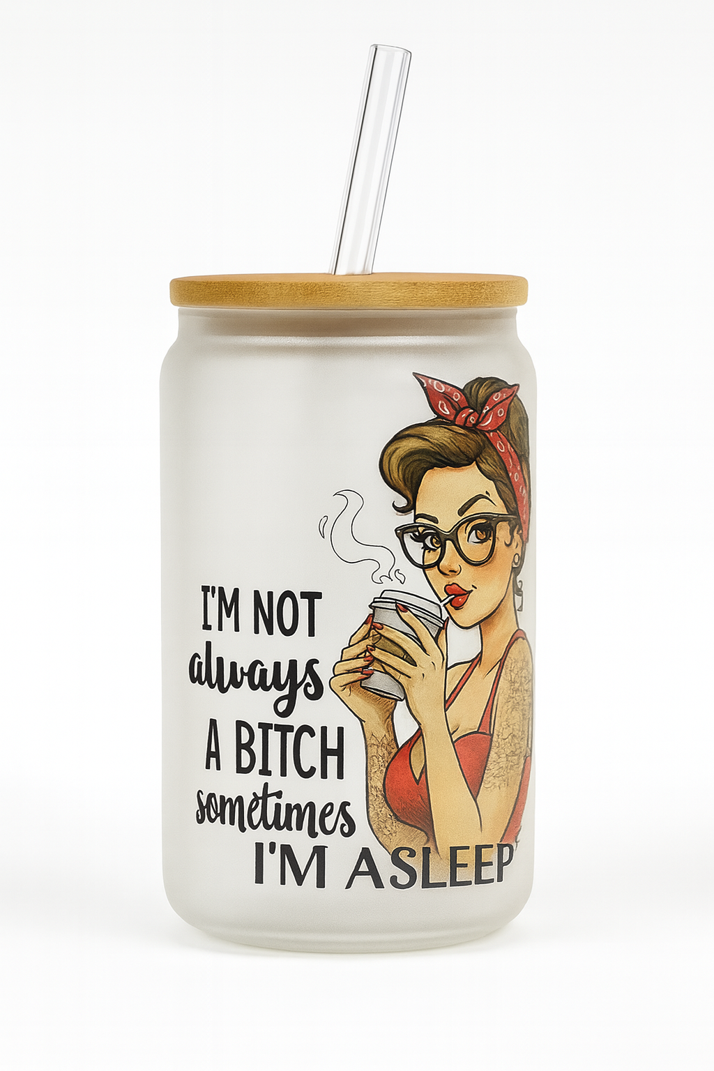 16OZ GLASS CAN SOMETIMES IM ASLEEP