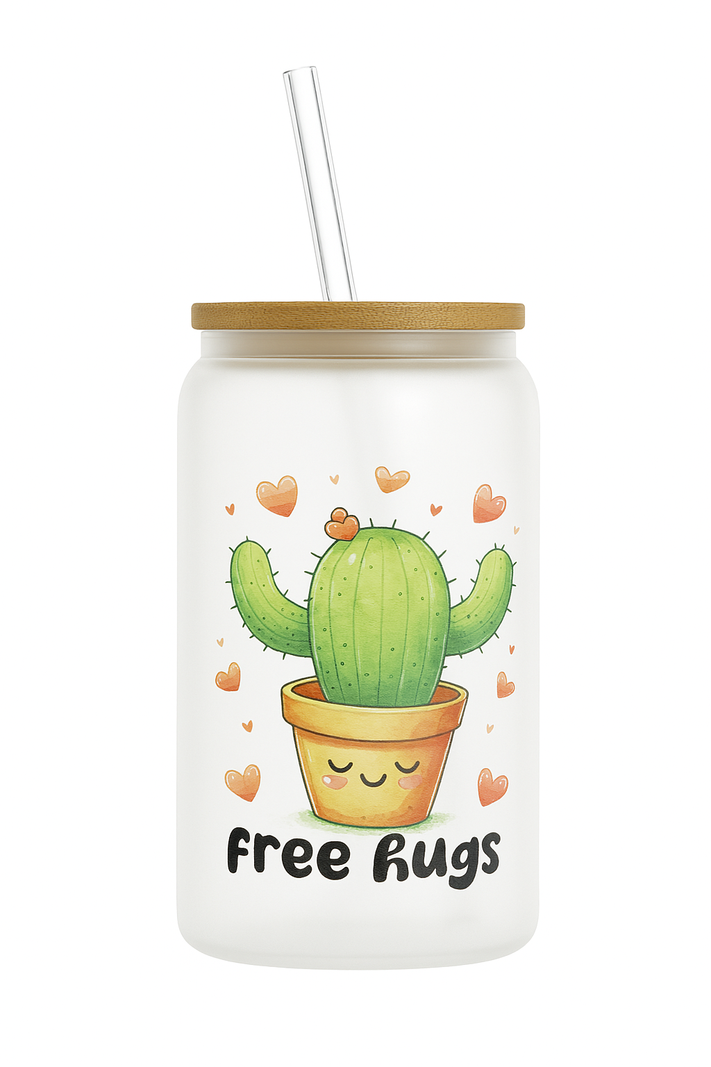 16OZ GLASS CAN FREE HUGS