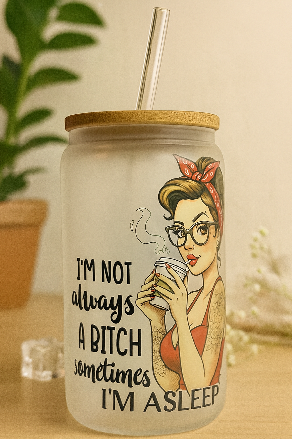 16OZ GLASS CAN  SOMETIMES IM ASLEEP