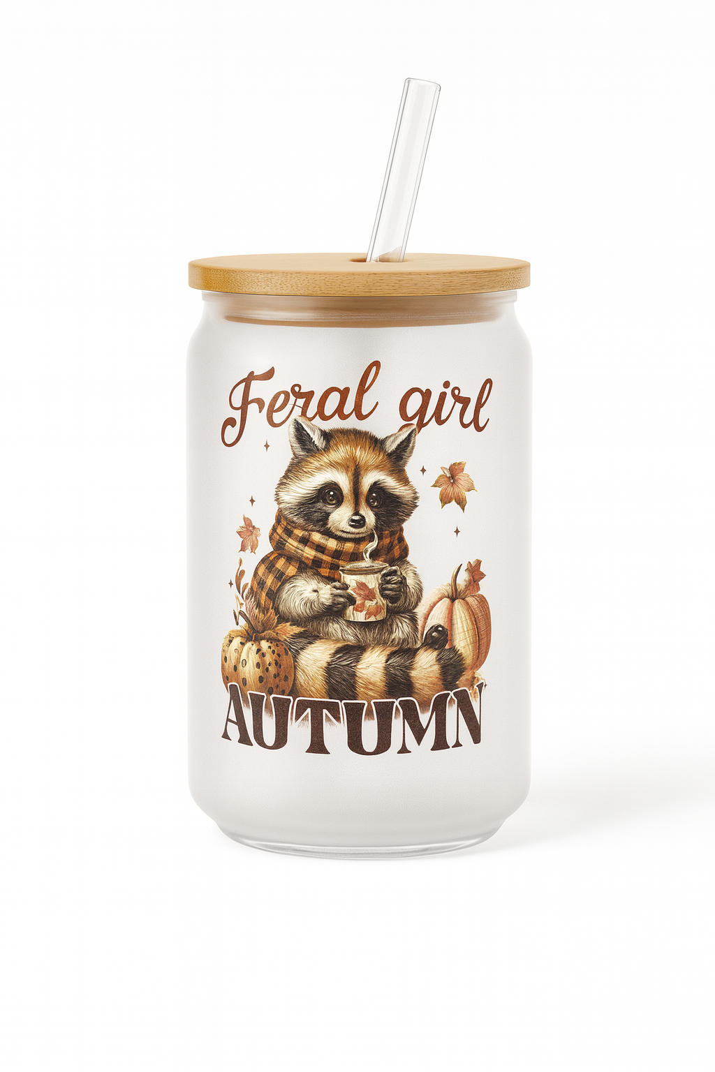 16OZ GLASS CAN  FERAL GIRL AUTUMN