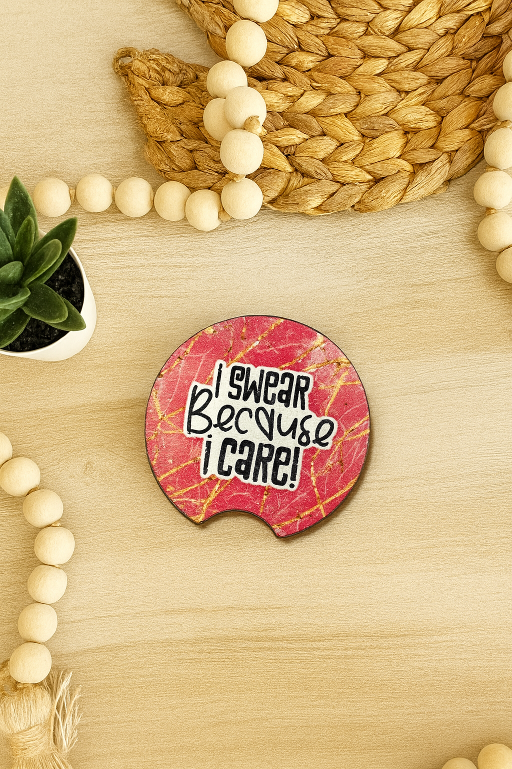 I SWEAR BECAUSE I CARE CAR COASTERS