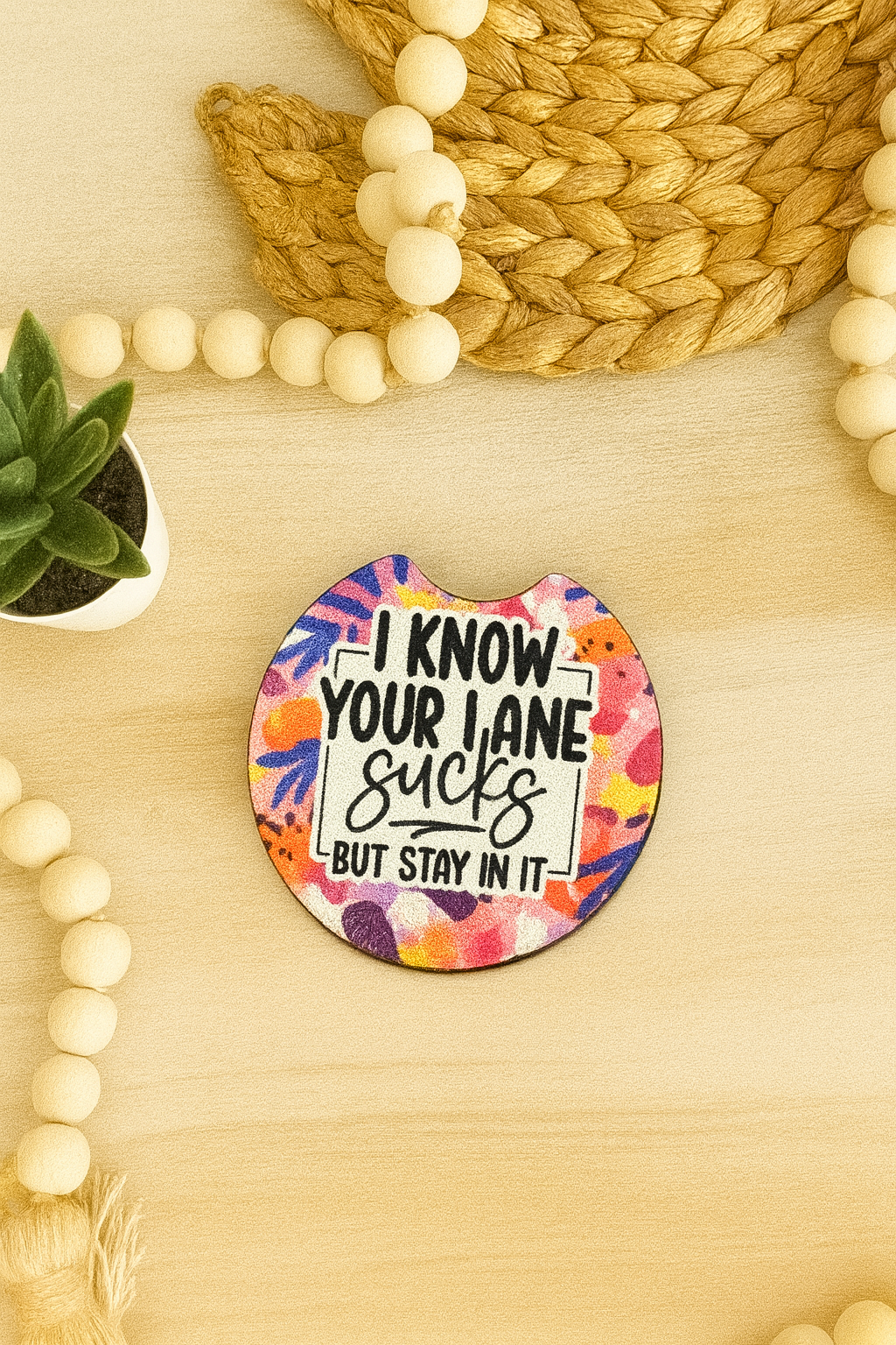 STAY IN YOUR LANE CAR COASTERS