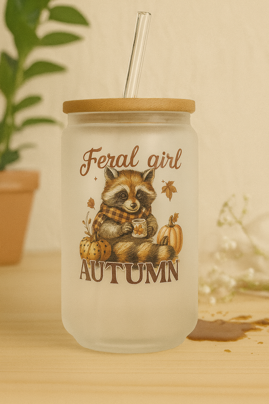 16OZ GLASS CAN  FERAL GIRL AUTUMN