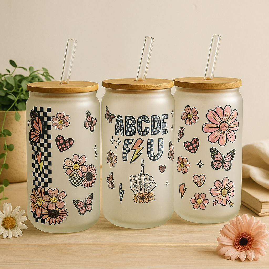 16OZ GLASS CAN ABCDE FU 3 CAN SET
