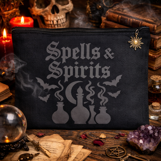 SPELLS & SPIRITS CANVAS ZIPPER BAG
